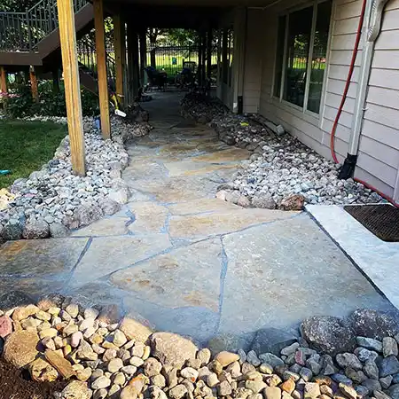 A decorative stone walkway