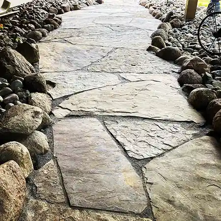 A decorative stone walkway
