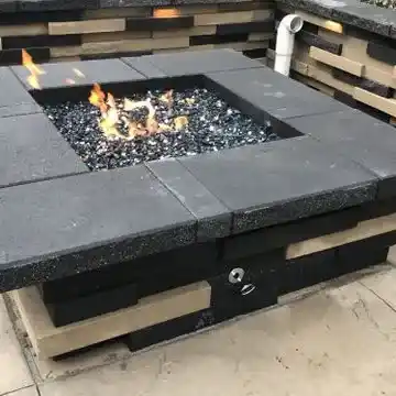 A stone outdoor fire pit