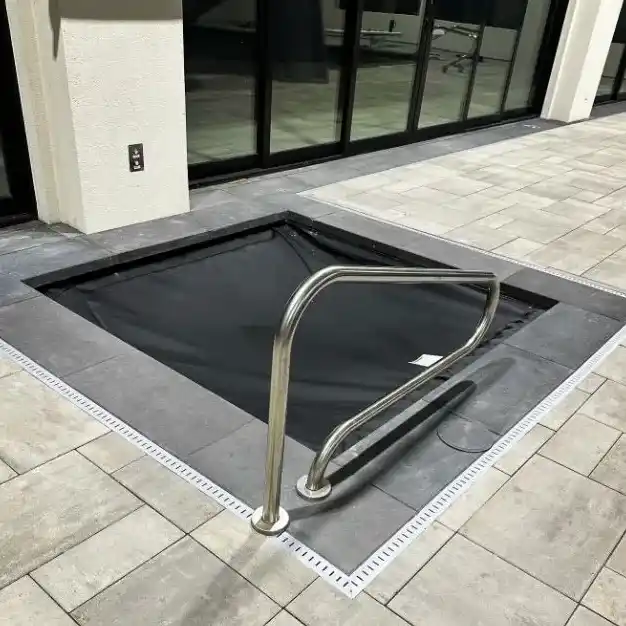 An indoor hot tub